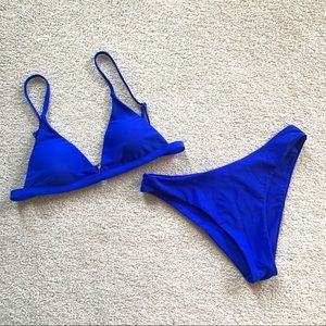 New Aurelle Swim Blue Triangle Bikini Set